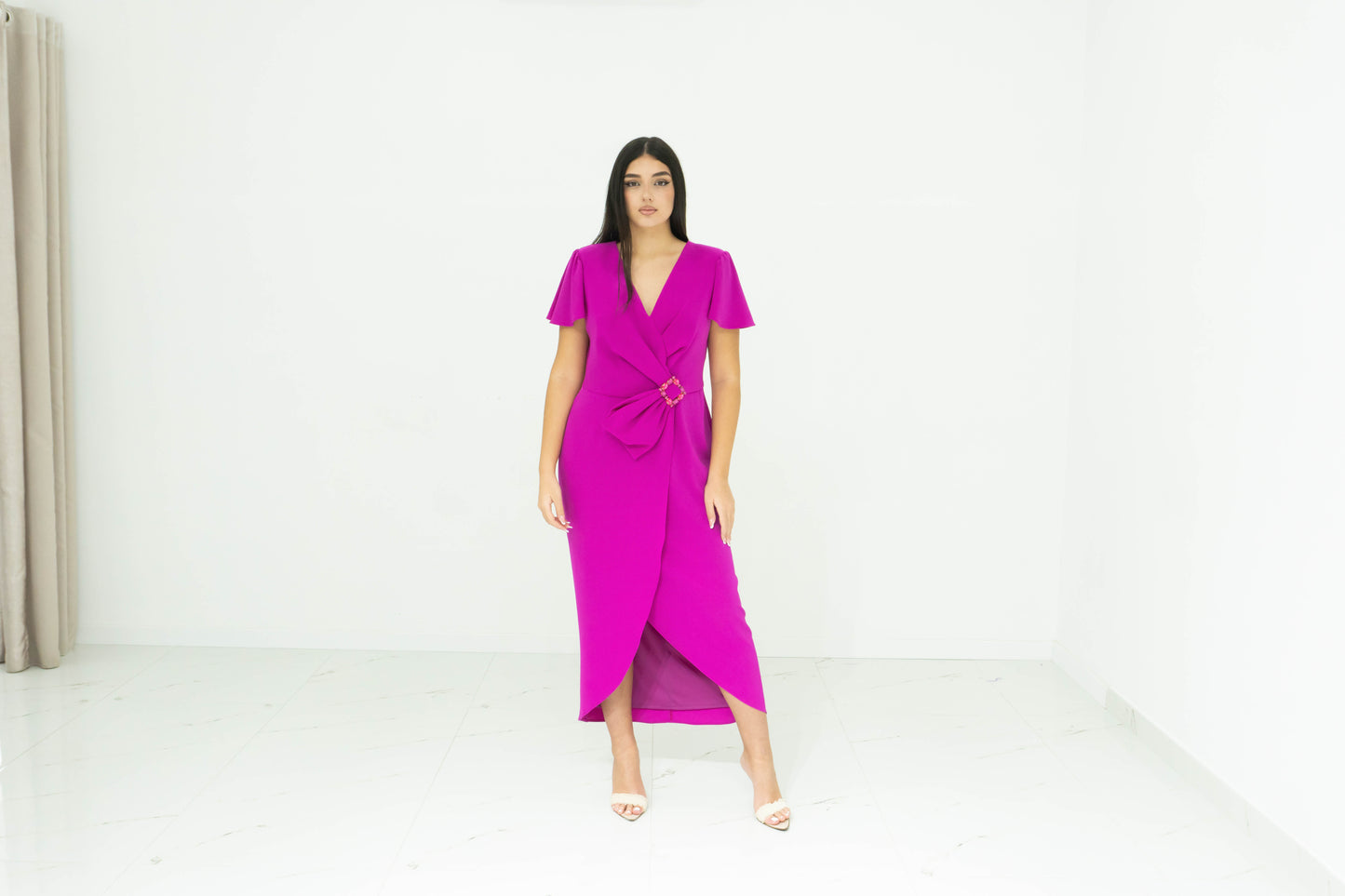 Sonia Pena Abito Midi Fucsia