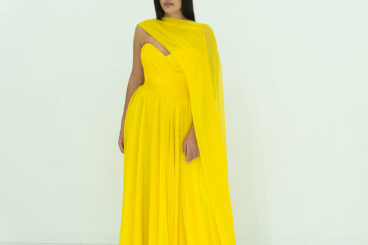Abito lungo GEMY MAALOUF giallo monospalla
