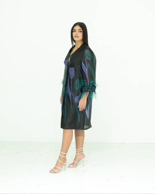 Spolverino-abito FABRIZIA DEA con stampa tulipani