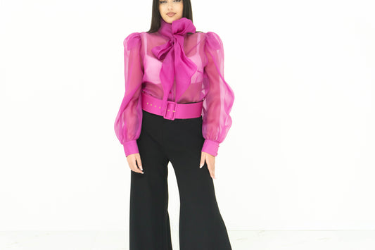 Fabrizia Dea Completo In Organza Fucsia