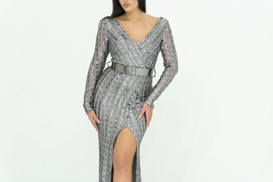 Arnita Mani Couture Abito Elegante Da Sera Grigio