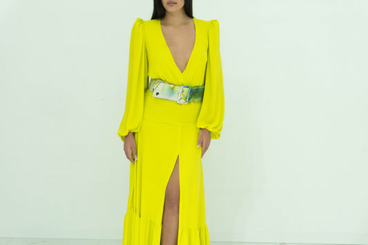 Fabrizia Dea Abito In Chiffon Con Scollo