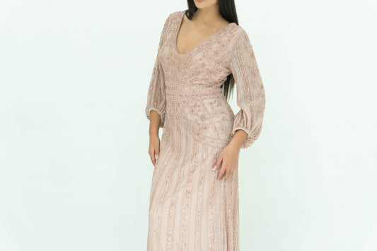 Abito Rosa Clará Cocktail Rosa Cipria – Ricami e Schiena Scollata