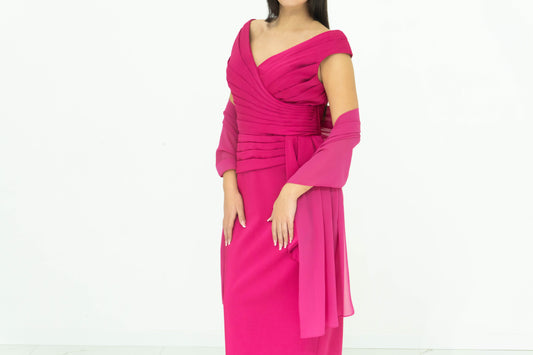 Sonia Pena Abito Fucsia Elegante Da Cerimonia