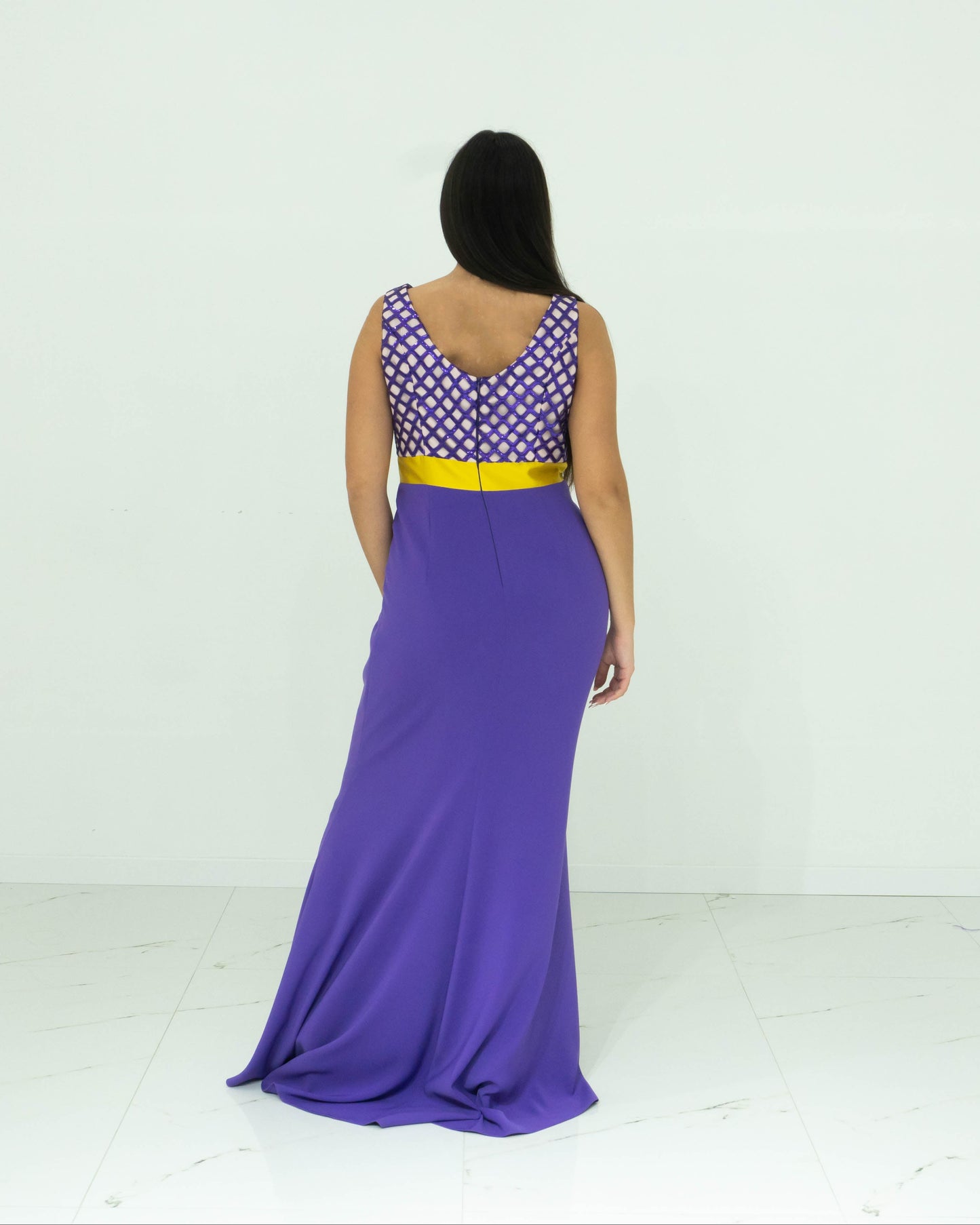 Abito da cerimonia NEFERTARI con dettagli gialli