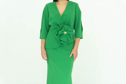 Abito Sonia Peña Verde – Cerimonia Elegante con Baschina