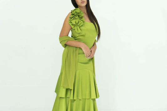 Soniapena Verde Oliva Abito Lungo A Sirena