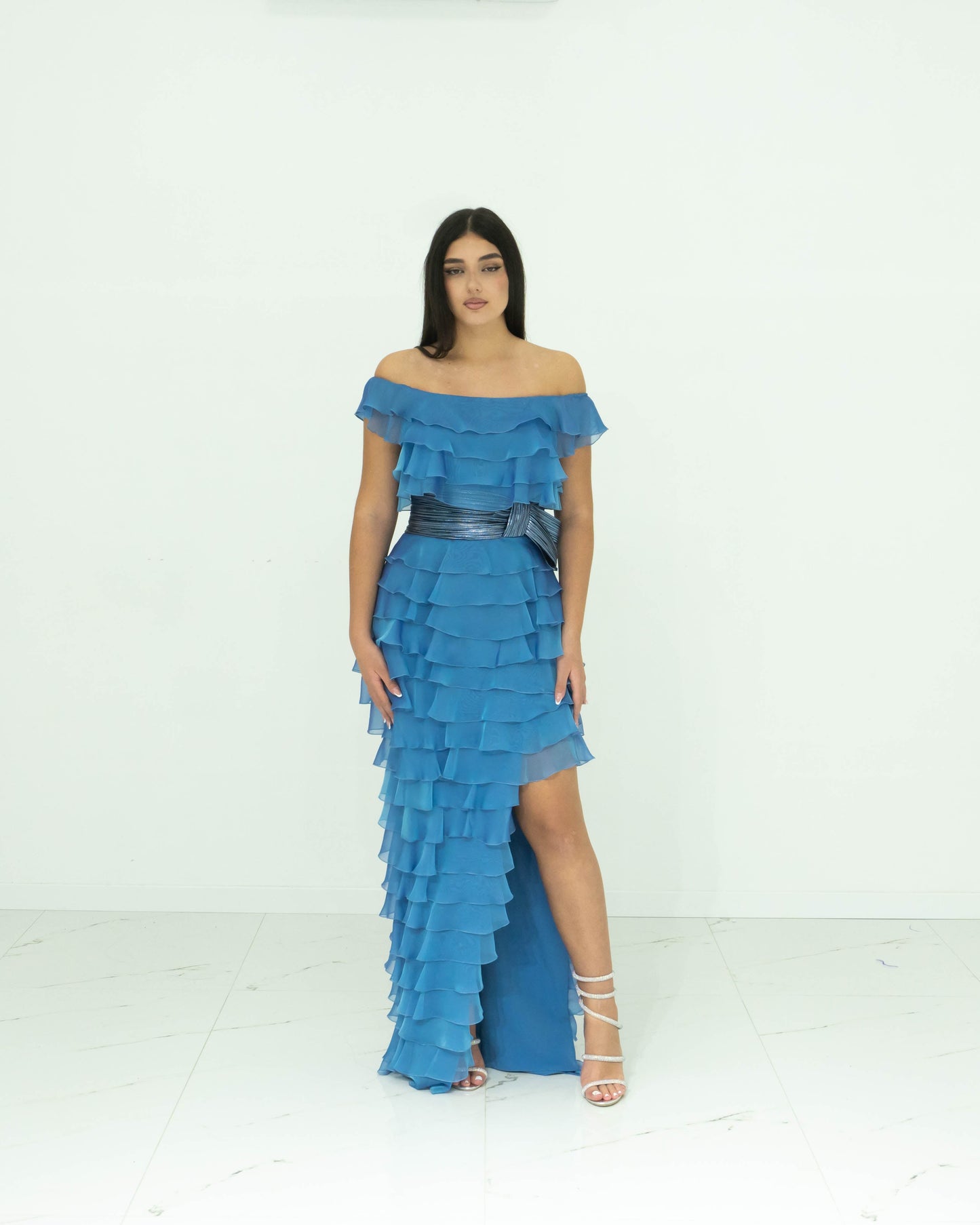 Gemy Maalouf Vestito Di Colore Blu Fiordaliso