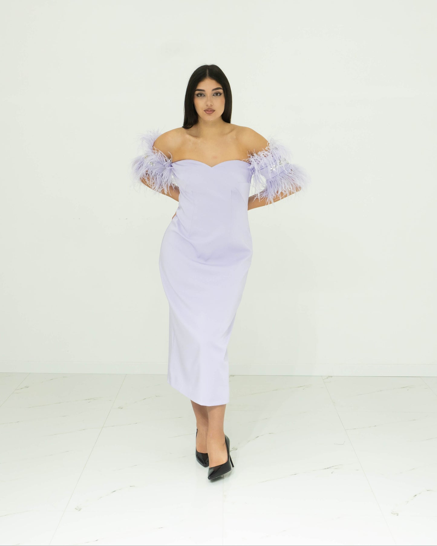 Sonia Pena Lilla Abito Longuette In Crepe Cady
