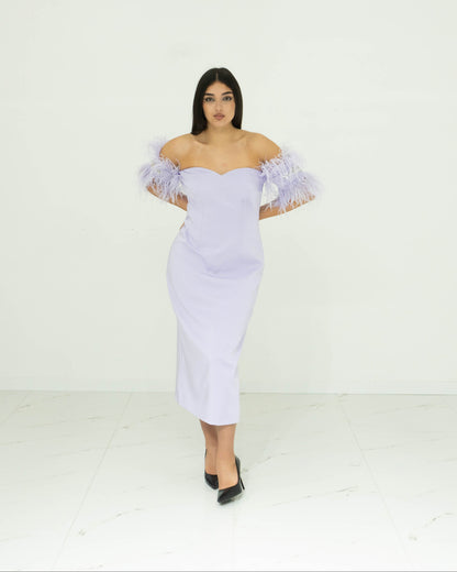 Sonia Pena Lilla Abito Longuette In Crepe Cady