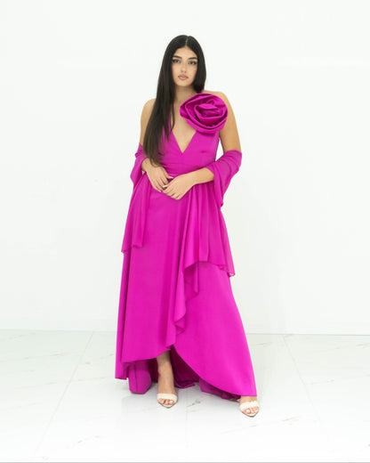 Soniapena Fucsia Abito In Raso Fucsia