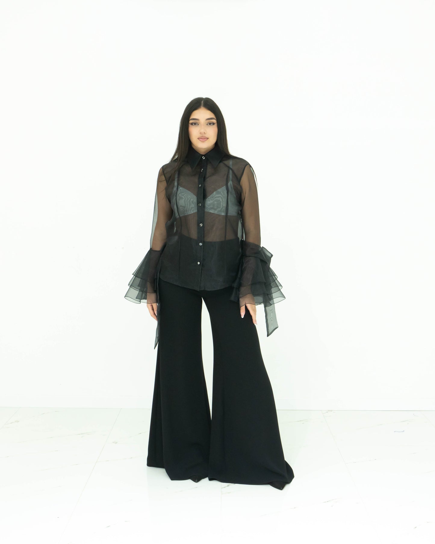 Fabrizia Dea Camicia In Organza In Trasparenza