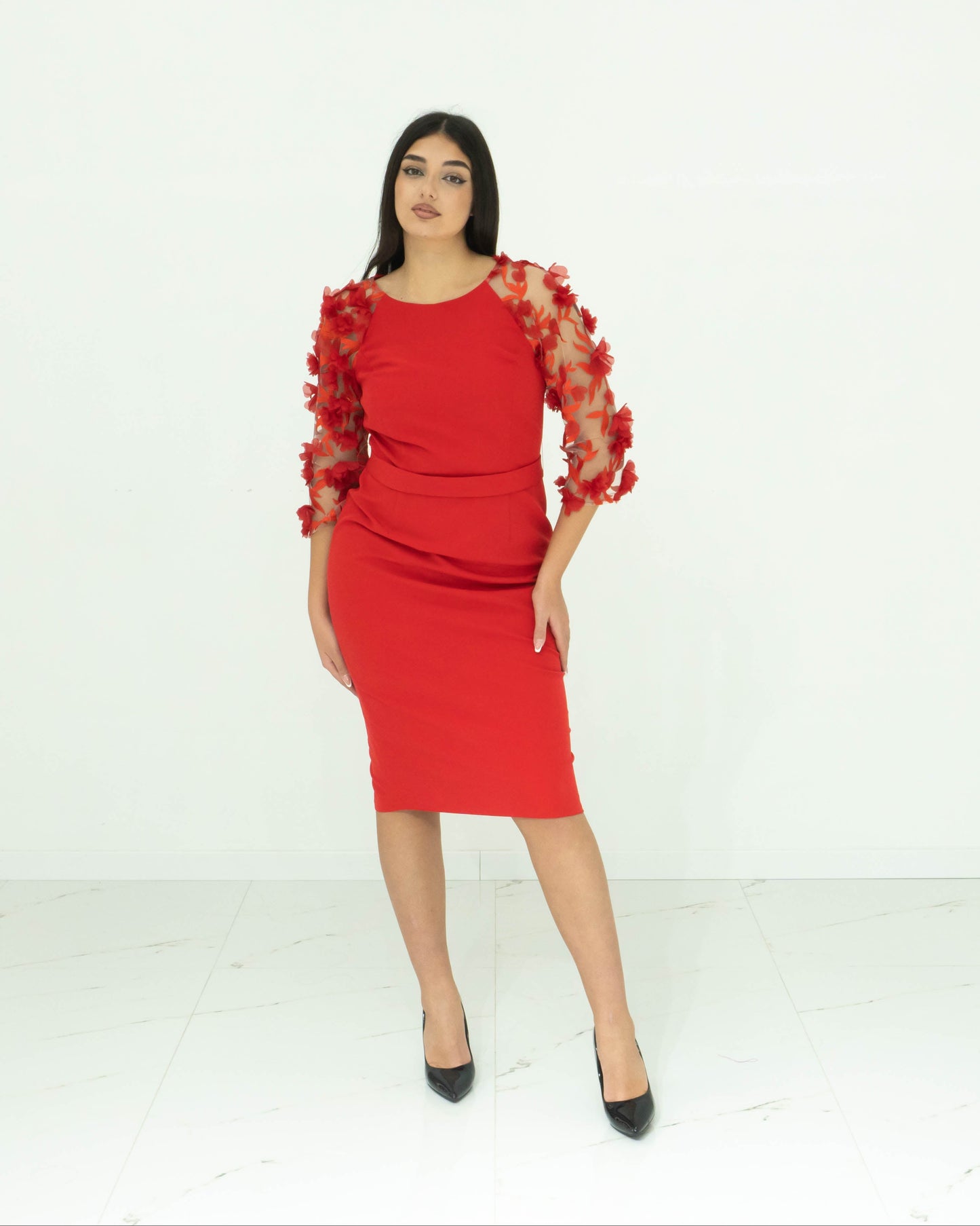 Maria Lago Tubino Rosso Elegante