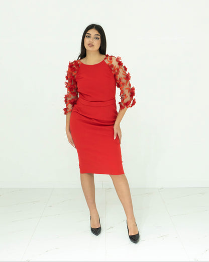 Maria Lago Tubino Rosso Elegante