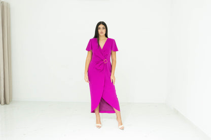 Sonia Pena Abito Midi Fucsia