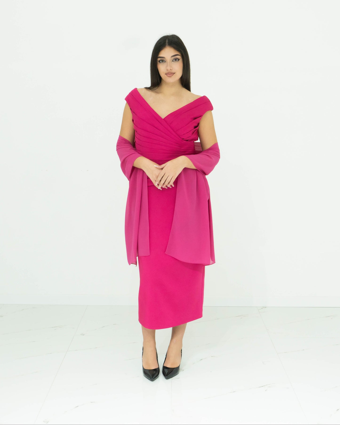 Sonia Pena Abito Fucsia Elegante Da Cerimonia