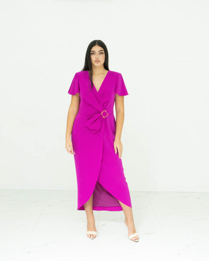 Soniapena Fucsia Abito Midi Fucsia Con Scollo