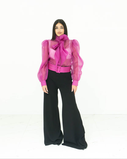 Fabrizia Dea Completo In Organza Fucsia