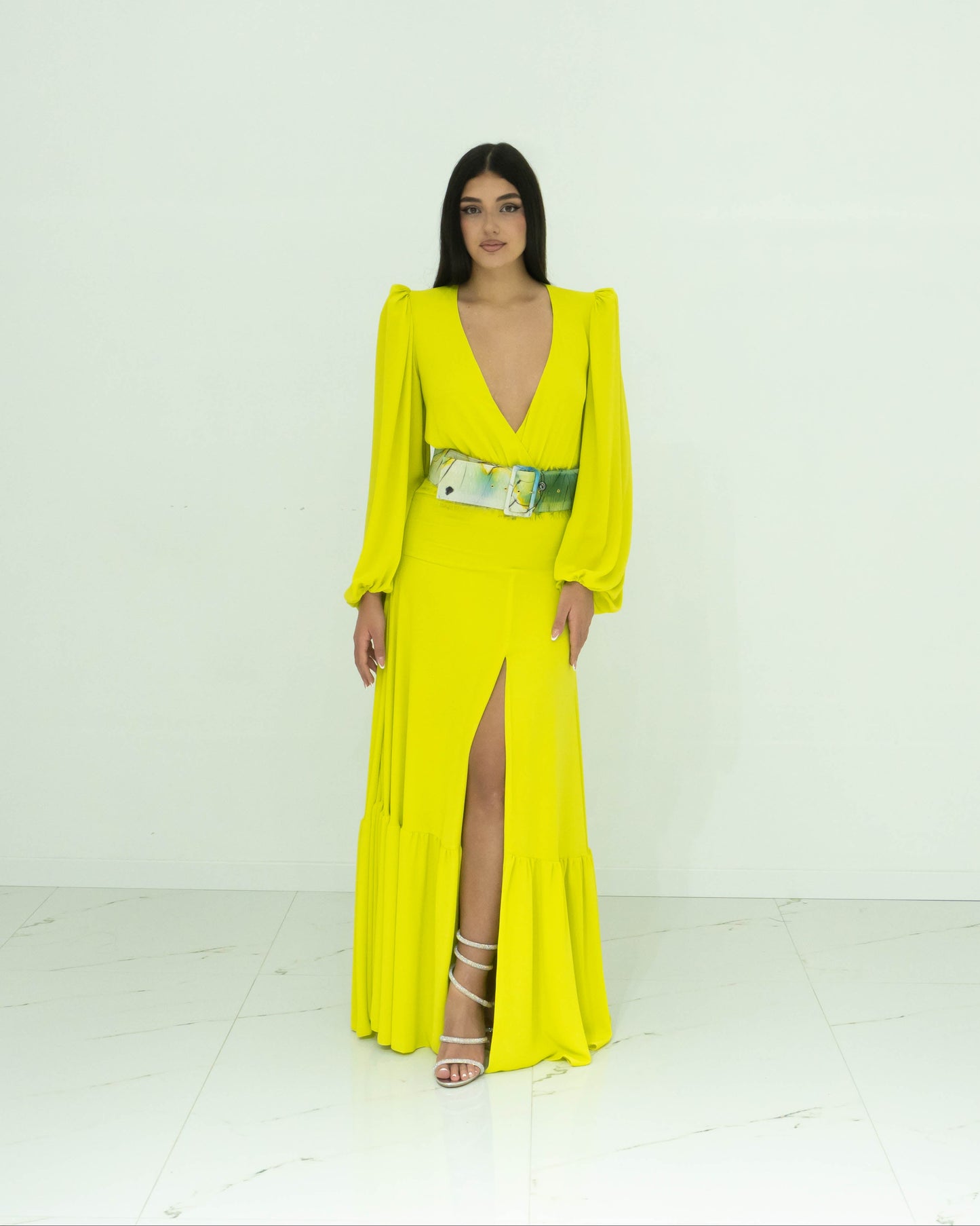 Fabrizia Dea Abito In Chiffon Con Scollo