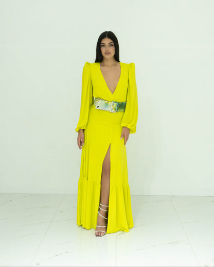 Fabrizia Dea Abito In Chiffon Con Scollo