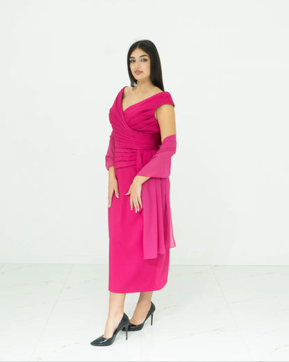 Sonia Pena Abito Fucsia Elegante Da Cerimonia