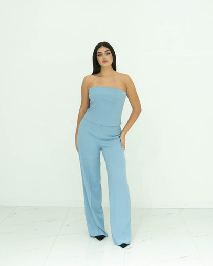 Completo FABRIZIA DEA top e pantalone in cady color polvere
