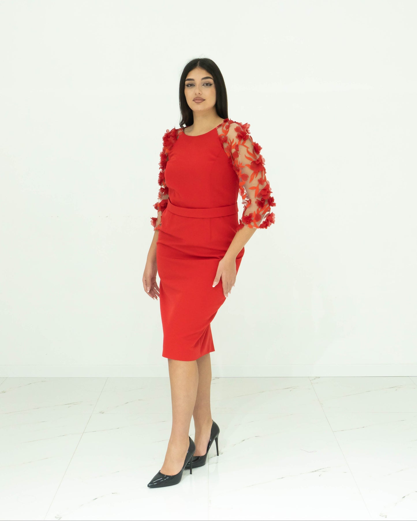 Maria Lago Tubino Rosso Elegante