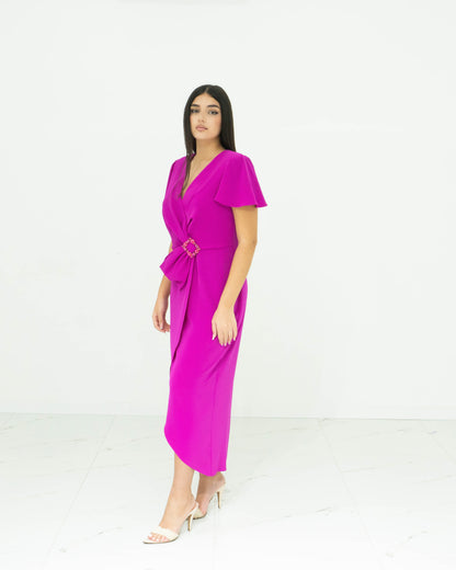 Soniapena Fucsia Abito Midi Fucsia Con Scollo