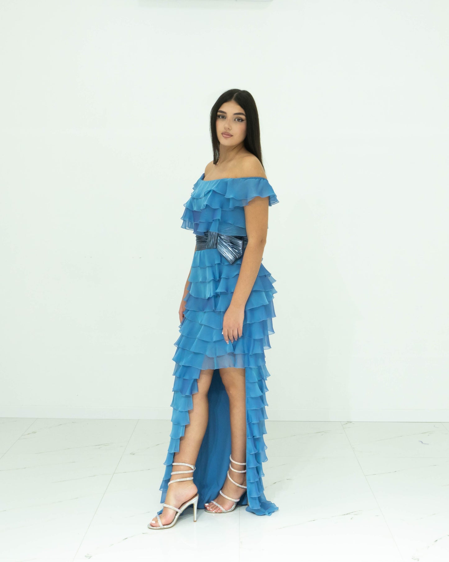 Gemy Maalouf Vestito Di Colore Blu Fiordaliso