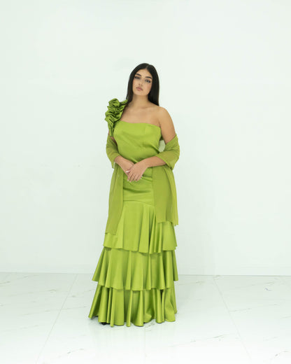 Soniapena Verde Oliva Abito Lungo A Sirena