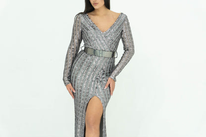 Arnita Mani Couture Abito Elegante Da Sera Grigio