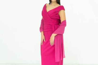 Sonia Pena Abito Fucsia Elegante Da Cerimonia