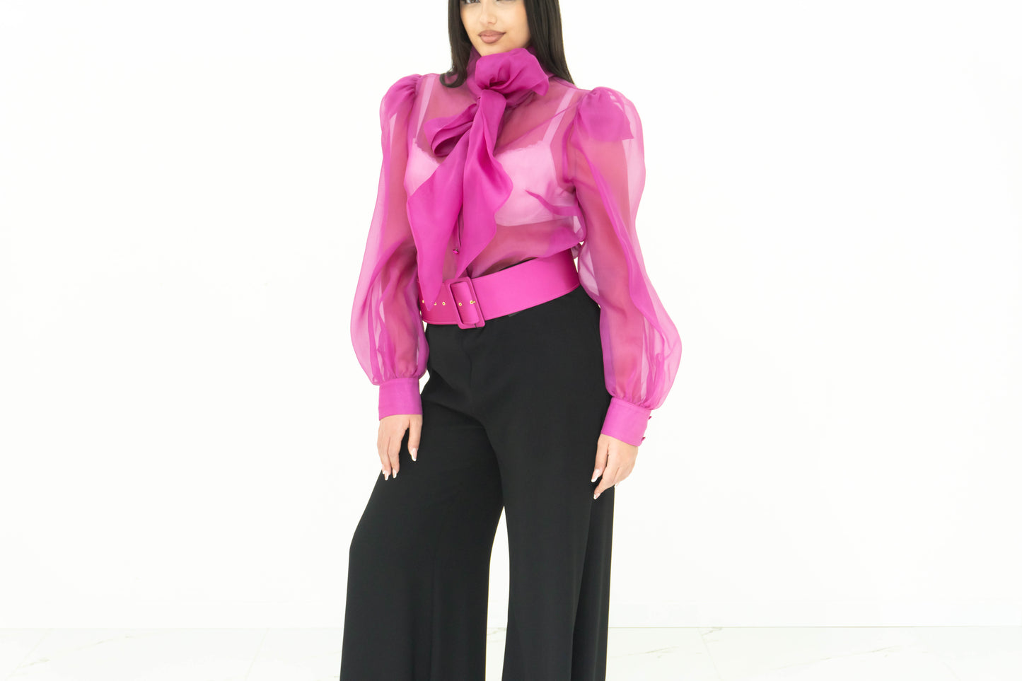 Fabrizia Dea Completo In Organza Fucsia