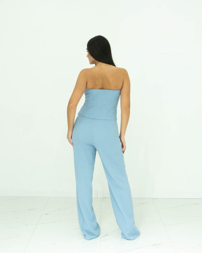 Completo FABRIZIA DEA top e pantalone in cady color polvere