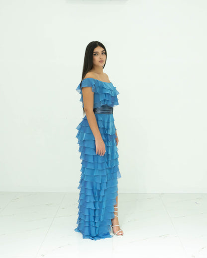Gemy Maalouf Vestito Di Colore Blu Fiordaliso
