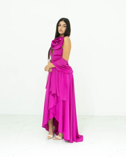 Soniapena Fucsia Abito In Raso Fucsia