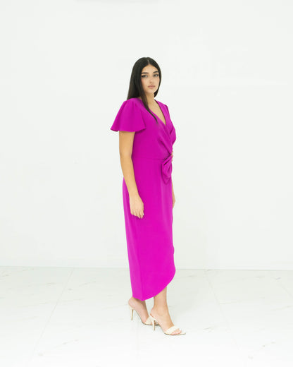 Soniapena Fucsia Abito Midi Fucsia Con Scollo