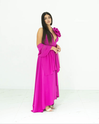 Soniapena Fucsia Abito In Raso Fucsia