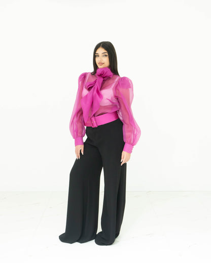 Fabrizia Dea Completo In Organza Fucsia