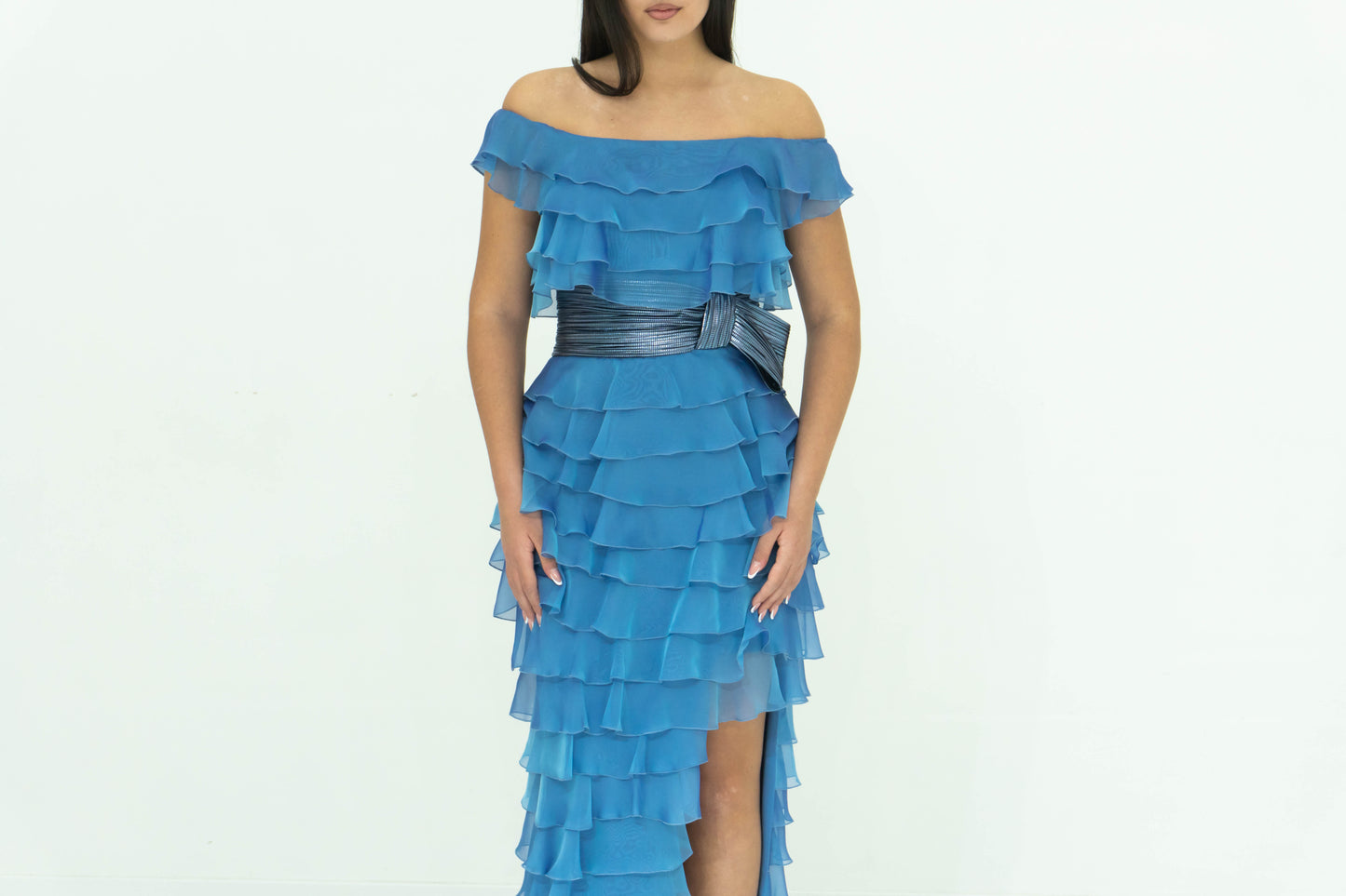 Gemy Maalouf Vestito Di Colore Blu Fiordaliso