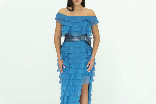 Gemy Maalouf Vestito Di Colore Blu Fiordaliso