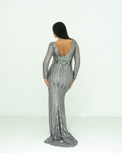Arnita Mani Couture Abito Elegante Da Sera Grigio