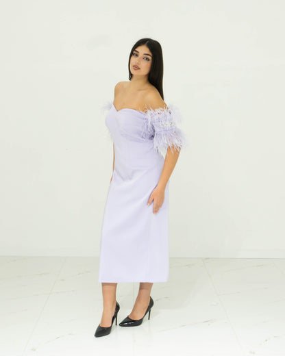 Sonia Pena Lilla Abito Longuette In Crepe Cady