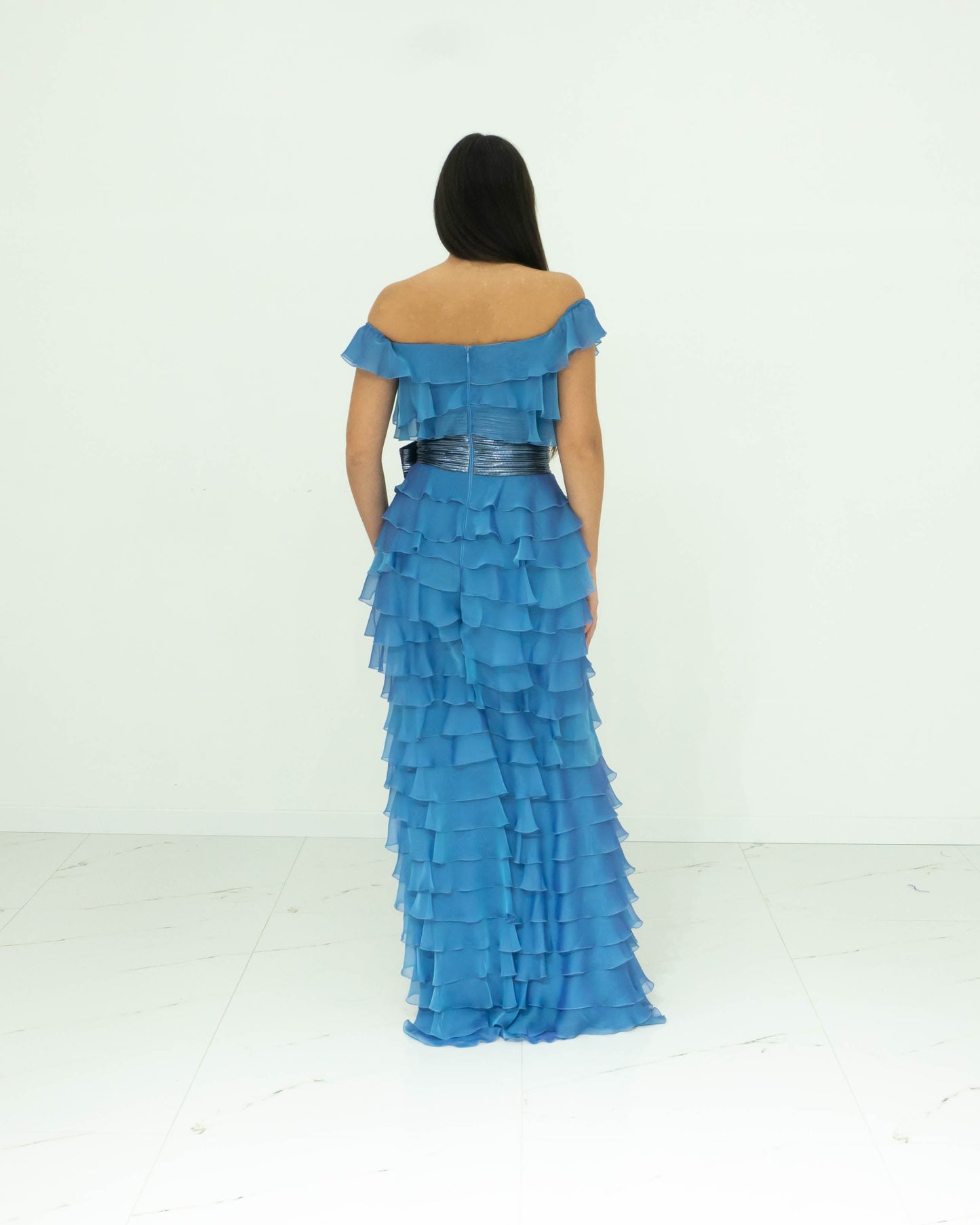 Gemy Maalouf Vestito Di Colore Blu Fiordaliso