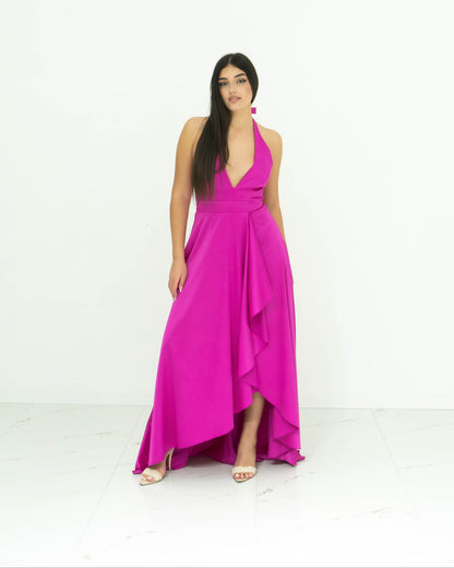 Soniapena Fucsia Abito In Raso Fucsia