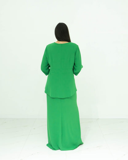 Abito Sonia Peña Verde – Cerimonia Elegante con Baschina