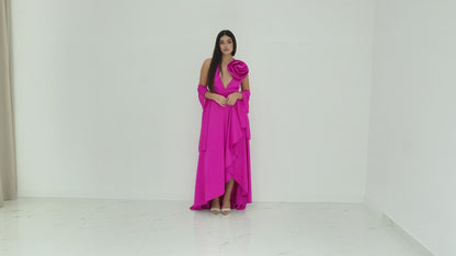 Soniapena Fucsia Abito In Raso Fucsia