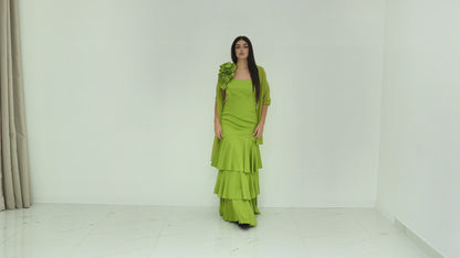 Soniapena Verde Oliva Abito Lungo A Sirena