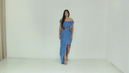 Gemy Maalouf Vestito Di Colore Blu Fiordaliso