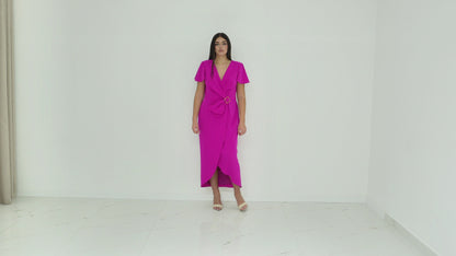 Sonia Pena Abito Midi Fucsia